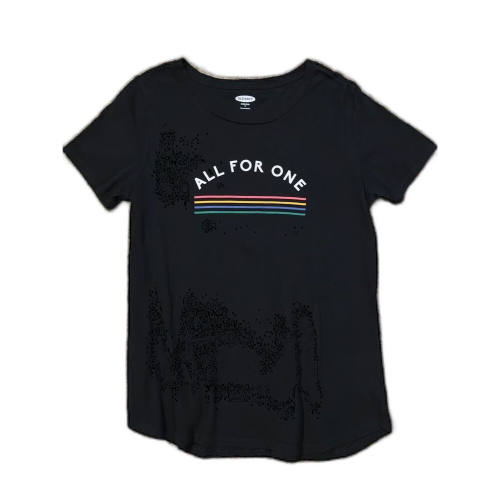 Old Navy Black Rainbow Stripe Graphic Tee Womens Small Summer NWOT